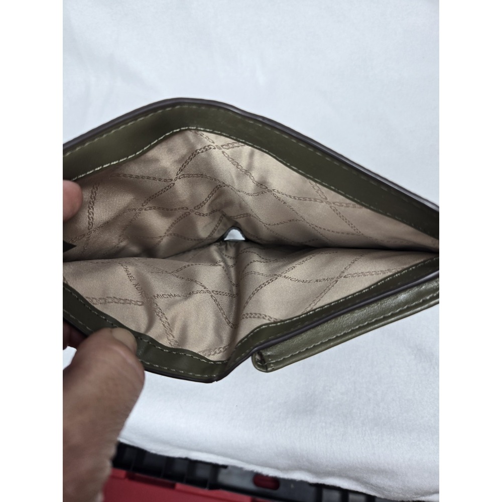 Michael Kors Green Logo Wristlet Wallet with Credit Card Slots and ID Window - Picture 4 of 5